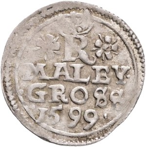 RUDOLPH II. 1576-1608 Maley Groschen Joachimsthal 1599 mintmaster P.Hofmann, Silver Ag. 1,07g 17mm MB#241, Diet#278