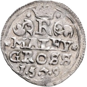 RUDOLPH II. 1576-1608 Maley Groschen Kuttenberg ( Kutná Hora) 1579 mintmaster G.Satny von Olivet, Silver Ag. 1,07g 17mm MB# 250, R!