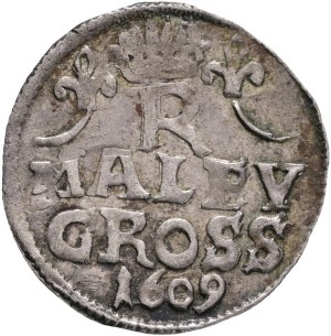 RUDOLPH II. 1576-1608 Maley Groschen Kuttenberg ( Kutná Hora) 1609 mintmaster P.Skréta Sotnovský, Silver Ag. 1,09g 17mm MB# 250, R!