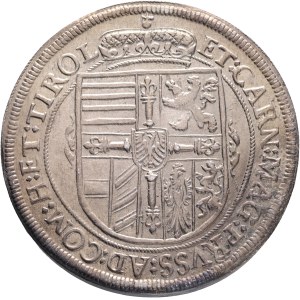 MAXIMILIAN III. 1602-1618 1 Thaler 1618 Hall Tyrol, Silver Ag.875 28,61g 42mm ref. As KM#227.1, Dav EC II#3324 with mintmark bloom, rainbow patina