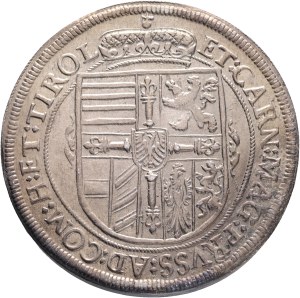 MAXIMILIAN III. 1602-1618 1 Thaler 1618 Hall Tyrol, Silver Ag.875 28,61g 42mm ref. As KM#227.1, Dav EC II#3324 with mintmark bloom, rainbow patina