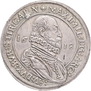 MAXIMILIAN III. 1602-1618 1 Thaler 1618 Hall , MT#416 , Ag. 875 28,60g 42mm , MT#416, condition excellent RR!