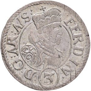 FERDINAND II. 1619-1637 3 Kreutzer, ND, (1577-95), variant BUR COMES TIROLIS, without a ring, MT#241-2 Billon Ag.455 2,31g 22mm