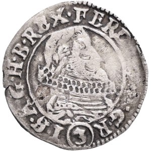 FERDINAND II. 1619-1637 3 Kreuzers 1628 Kuttenberg (Kutná Hora) mincmistr Neumann Silver Ag. 1,16g 21mm , Hal#816R!!