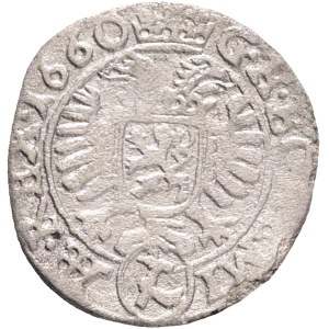 LEOPOLD I. 1657-1705 1 Kreuzer 1660 Kuttenberg mintmaster Gregor Hackel, KM#485 Ag.0,84g 16mm R!!