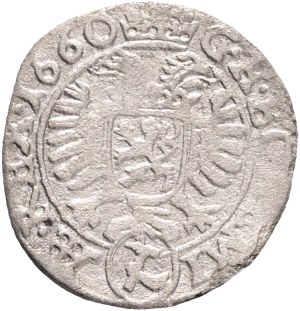 LEOPOLD I. 1657-1705 1 Kreuzer 1660 Kuttenberg mintmaster Gregor Hackel, KM#485 Ag.0,84g 16mm R!!