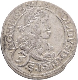 LEOPOLD I. 1657-1705 3 Kreuzers 1664 CA Vienna mintmaster A.Cetto, KM#1169 Ag.1,63g 22mm