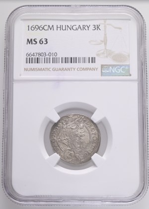 LEOPOLD I. 1657-1705 3 Kreuzers 1696 CM Kassa (Košice) KM#236, ÉH#1085.b Ag. 1,6g 20,5mm NGC 6647803-010
