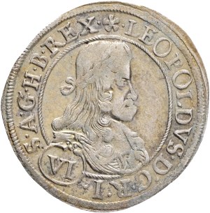 LEOPOLD I. 1657-1705 6 kreuzers 1670 IGW Graz , Silver Ag. 3,12g 28mm, Her#1155 R!!