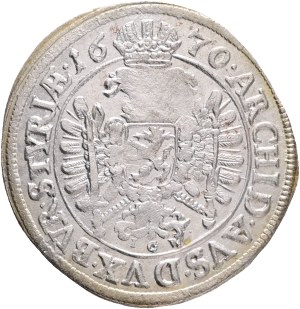LEOPOLD I. 1657-1705 6 kreuzers 1670 IGW Graz , Silver Ag. 3,12g 28mm, Her#1155 R!!