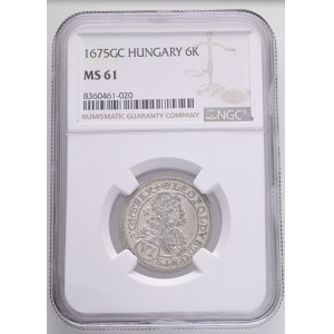 LEOPOLD I. 1657-1705 6 Kreuzers 1675 GC Bratislava KM#195, ÉH#1074 Ag. 3,65g 25mm NGC8360461-020