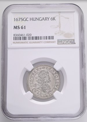 LEOPOLD I. 1657-1705 6 Kreuzers 1675 GC Bratislava KM#195, ÉH#1074 Ag. 3,65g 25mm NGC8360461-020