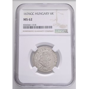 LEOPOLD I. 1657-1705 6 Kreuzers 1676 GC Bratislava KM#195, ÉH#1074 Ag. 3,65g 25mm NGC8360461-018