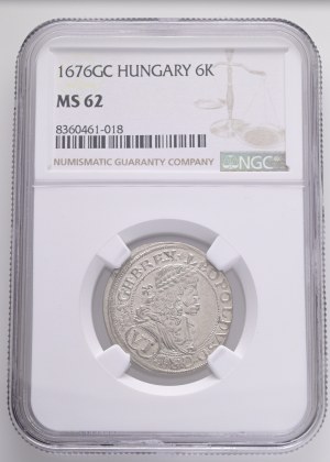 LEOPOLD I. 1657-1705 6 Kreuzers 1676 GC Bratislava KM#195, ÉH#1074 Ag. 3,65g 25mm NGC8360461-018