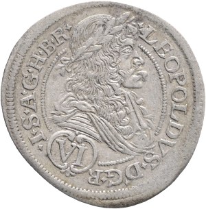 LEOPOLD I. 1657-1705 6 Kreuzers 1680 Graz, Her#1170 , Billon Ag.483 3,16g 26mm