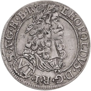 LEOPOLD I. 1657-1705 6 Kreuzers 1680 Hall, Nech#2426 Silver 2,62g 24 mm RR!!