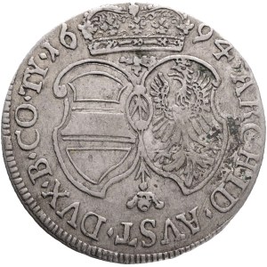 LEOPOLD I. 1657-1705 6 Kreuzers 1680 Hall, Nech#2426 Silver 2,62g 24 mm RR!!