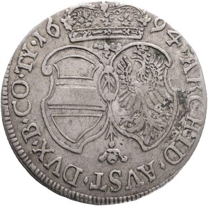 LEOPOLD I. 1657-1705 6 Kreuzers 1680 Hall, Nech#2426 Silver 2,62g 24 mm RR!!