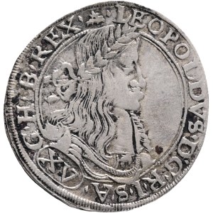 LEOPOLD I. 1657-1705 XV. Kreuzers 1663 CA Vienna, Silver Ag. 6,30g 29mm KM#1145