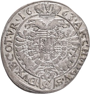 LEOPOLD I. 1657-1705 XV. Kreuzer 1663 CA Vienna, KM#1170 Ag. 5,81g 28mm