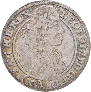 LEOPOLD I. 1657-1705 XV. Kreuzers 1663 GH Breslau mintmaster Georg Andreas Hübner, Silver Ag. 5,70g 29mm KM#414