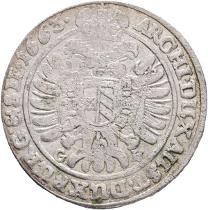 LEOPOLD I. 1657-1705 XV. Kreuzers 1663 GH Breslau mintmaster Georg Andreas Hübner, Silver Ag. 5,70g 29mm KM#414