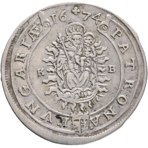 LEOPOLD I. 1657-1705 XV. Kreuzers 1674 KB Kremnica , Silver Ag. 6,38g 31mm KM#175, ÉH#1058