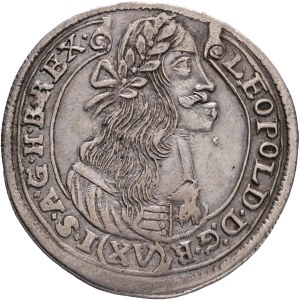 LEOPOLD I. 1657-1705 XV. Kreuzers 1675 KB Kremnica , Silver Ag. 6,42g 31mm KM#175, ÉH#1058