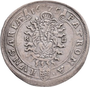LEOPOLD I. 1657-1705 XV. Kreuzers 1675 KB Kremnica , Silver Ag. 6,42g 31mm KM#175, ÉH#1058