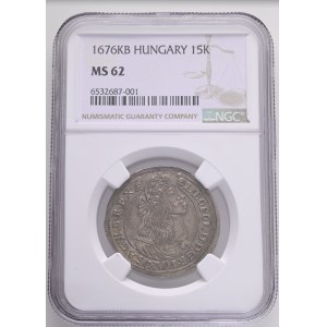 LEOPOLD I. 1657-1705 XV. Kreuzers 1676 KB Kremnica KM#175, ÉH#1058, Ag. 5,5g 31mm NGC6532687-001
