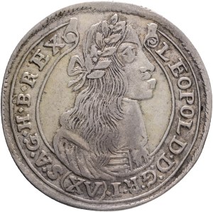 LEOPOLD I. 1657-1705 XV. Kreuzers 1677 KB Kremnica , Silver Ag. 6,07g 31mm KM#175, ÉH#1058