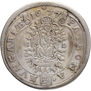 LEOPOLD I. 1657-1705 XV. Kreuzers 1677 KB Kremnica , Silver Ag. 6,07g 31mm KM#175, ÉH#1058