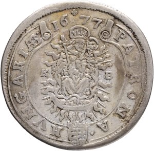 LEOPOLD I. 1657-1705 XV. Kreuzers 1677 KB Kremnica , Silver Ag. 6,07g 31mm KM#175, ÉH#1058
