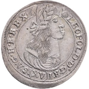 LEOPOLD I. 1657-1705 XV. Kreuzers 1677 KB Kremnica , Silver Ag. 6,15g 31mm KM#175, ÉH#1060
