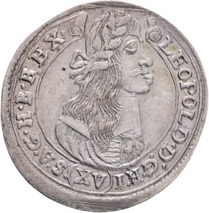 LEOPOLD I. 1657-1705 XV. Kreuzers 1677 KB Kremnica , Silver Ag. 6,15g 31mm KM#175, ÉH#1060