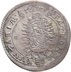 LEOPOLD I. 1657-1705 XV. Kreuzers 1677 KB Kremnica , Silver Ag. 6,15g 31mm KM#175, ÉH#1060
