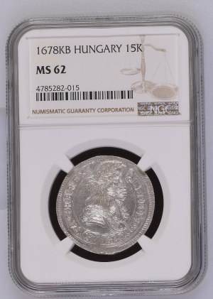 LEOPOLD I. 1657-1705 XV. Kreuzers 1678 KB Kremnica KM#175, ÉH#1058, Ag. 5,5g 31mm NGC4785282-015