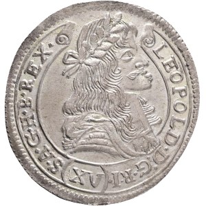 LEOPOLD I. 1657-1705 XV. Kreuzers 1680 KB Kremnica , Silver Ag. 6,13g 31mm KM#175, ÉH#1060