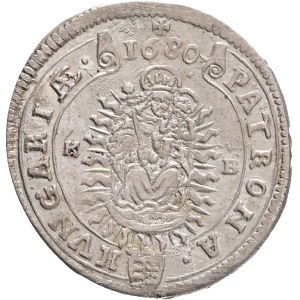 LEOPOLD I. 1657-1705 XV. Kreuzers 1680 KB Kremnica , Silver Ag. 6,13g 31mm KM#175, ÉH#1060