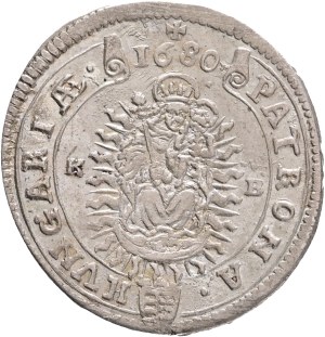 LEOPOLD I. 1657-1705 XV. Kreuzers 1680 KB Kremnica , Silver Ag. 6,13g 31mm KM#175, ÉH#1060