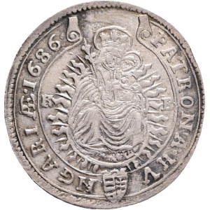 LEOPOLD I. 1657-1705 XV. Kreuzers 1686 KB Kremnica , Silver Ag. 5,67g 30mm ÉH#1063