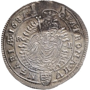LEOPOLD I. 1657-1705 XV. Kreuzers 1687 KB Kremnica , Silver Ag. 6,60g 30mm ÉH#1063
