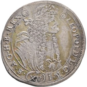 LEOPOLD I. 1657-1705 XV. Kreuzers 1688 KB Kremnica , Silver Ag. 6,19g 30mm ÉH#1061 strait hair wig