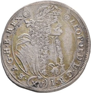 LEOPOLD I. 1657-1705 XV. Kreuzers 1688 KB Kremnica , Silver Ag. 6,19g 30mm ÉH#1061 strait hair wig