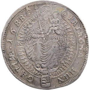 LEOPOLD I. 1657-1705 XV. Kreuzers 1688 KB Kremnica , Silver Ag. 6,19g 30mm ÉH#1061 strait hair wig