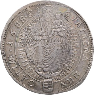 LEOPOLD I. 1657-1705 XV. Kreuzers 1688 KB Kremnica , Silver Ag. 6,19g 30mm ÉH#1061 strait hair wig