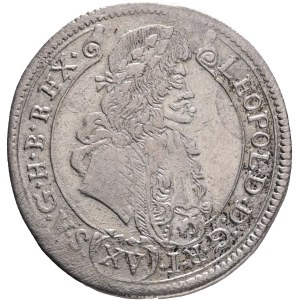 LEOPOLD I. 1657-1705 XV. Kreuzers 1688 KB Kremnica , Silver Ag. 6,20g 30mm ÉH#1062 curly hair wig