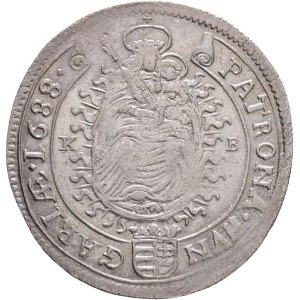 LEOPOLD I. 1657-1705 XV. Kreuzers 1688 KB Kremnica , Silver Ag. 6,20g 30mm ÉH#1062 curly hair wig