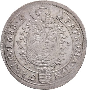 LEOPOLD I. 1657-1705 XV. Kreuzers 1688 KB Kremnica , Silver Ag. 6,20g 30mm ÉH#1062 curly hair wig