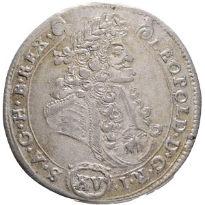 LEOPOLD I. 1657-1705 XV. Kreuzers 1689 KB Kremnica , Silver Ag. 6,60g 30mm ÉH#1062 curly hair wig, var. big head
